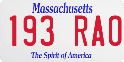 MA license plate 193RA0