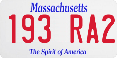 MA license plate 193RA2