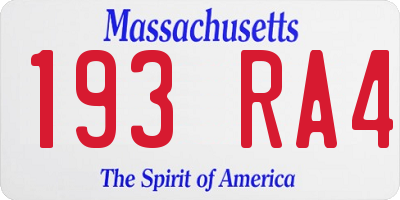 MA license plate 193RA4
