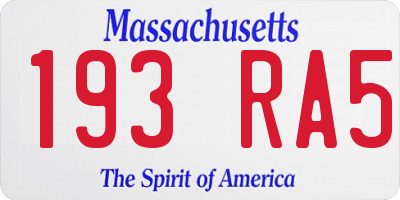 MA license plate 193RA5