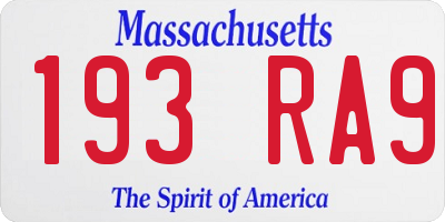MA license plate 193RA9