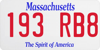 MA license plate 193RB8