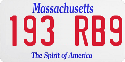 MA license plate 193RB9