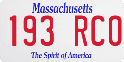 MA license plate 193RC0