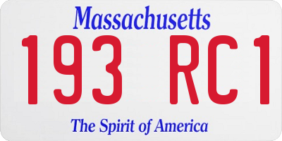 MA license plate 193RC1