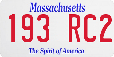 MA license plate 193RC2