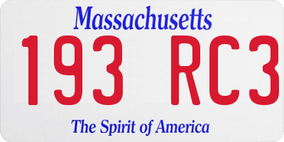 MA license plate 193RC3