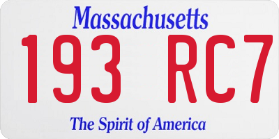 MA license plate 193RC7