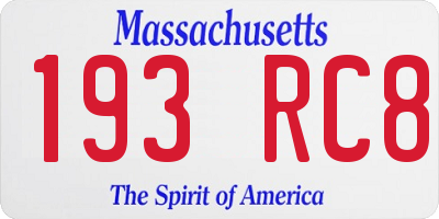 MA license plate 193RC8