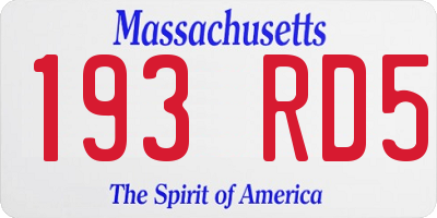 MA license plate 193RD5