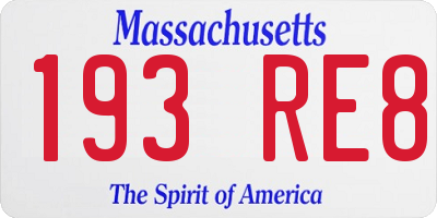 MA license plate 193RE8