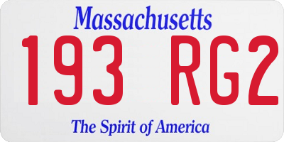 MA license plate 193RG2
