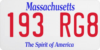 MA license plate 193RG8