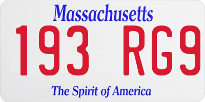 MA license plate 193RG9