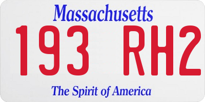 MA license plate 193RH2