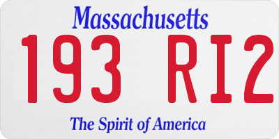 MA license plate 193RI2