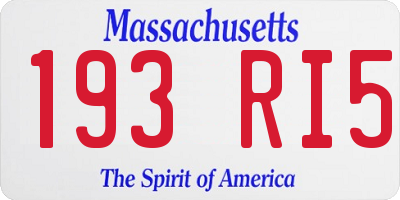 MA license plate 193RI5