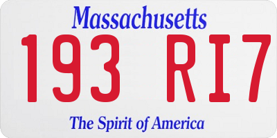 MA license plate 193RI7