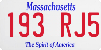 MA license plate 193RJ5
