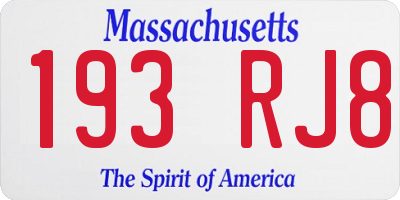 MA license plate 193RJ8