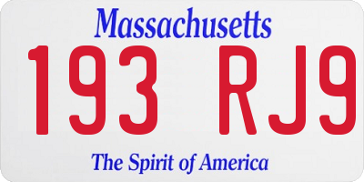 MA license plate 193RJ9