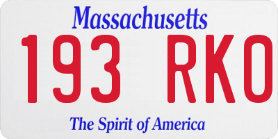MA license plate 193RK0