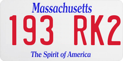 MA license plate 193RK2