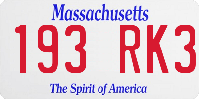 MA license plate 193RK3