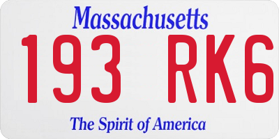 MA license plate 193RK6