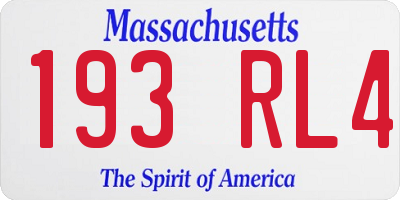 MA license plate 193RL4