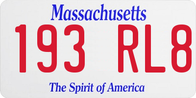 MA license plate 193RL8