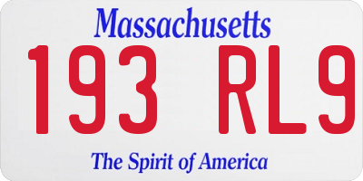 MA license plate 193RL9