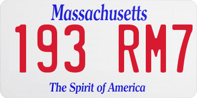 MA license plate 193RM7