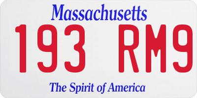 MA license plate 193RM9