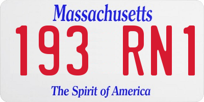 MA license plate 193RN1