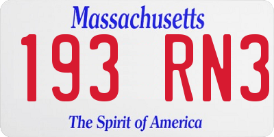 MA license plate 193RN3