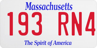 MA license plate 193RN4