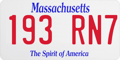 MA license plate 193RN7