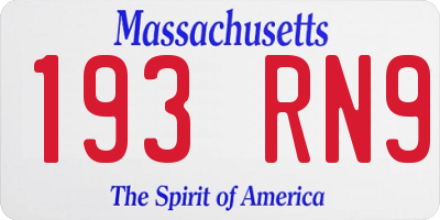 MA license plate 193RN9