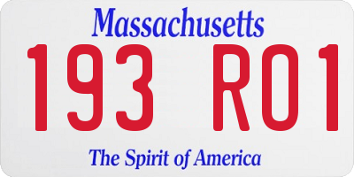 MA license plate 193RO1