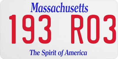 MA license plate 193RO3