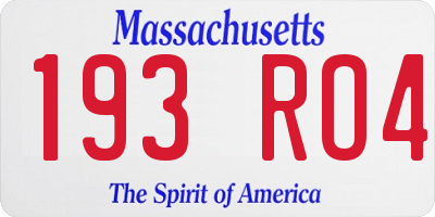 MA license plate 193RO4