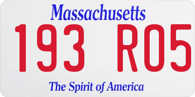 MA license plate 193RO5