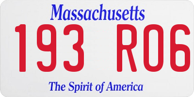 MA license plate 193RO6
