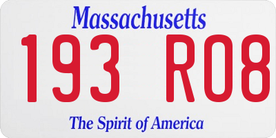 MA license plate 193RO8