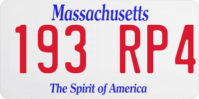 MA license plate 193RP4