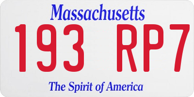 MA license plate 193RP7