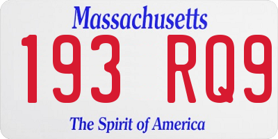 MA license plate 193RQ9