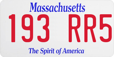 MA license plate 193RR5