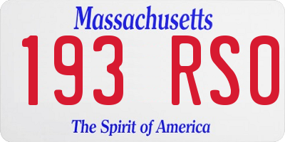 MA license plate 193RS0
